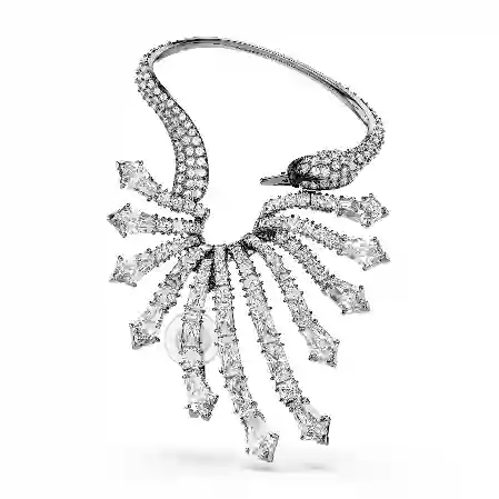 Resim The Vienna Collection Kelepçe Küpe, Kuğu, Beyaz, Rutenyum kaplama