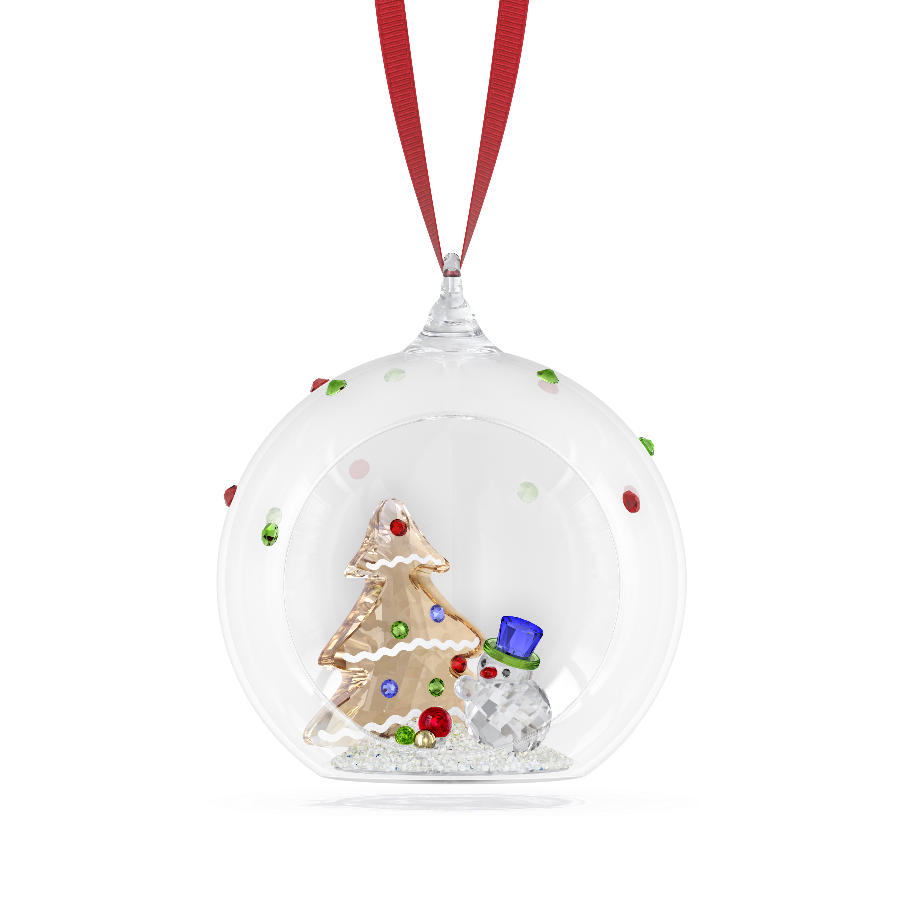 Resim Holiday Cheers Ağaç ve Kardan Adam Top Süs