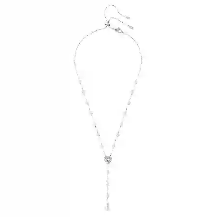 Resim Ariana Grande x Swarovski Y-Kolye, Karışık kesimler, Kristal inci, Kalp, Beyaz, Rodyum kaplama