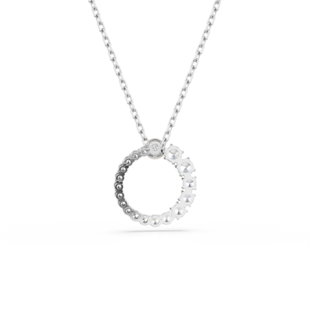 Resim Matrix Kolye, Kristal inci, Yuvarlak kesim, Beyaz, Rodyum kaplama