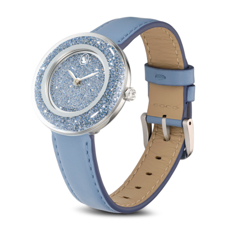 Resim Crystalline Lustre Saat, İsviçre Üretimi, Deri kayış, Mavi, Paslanmaz çelik