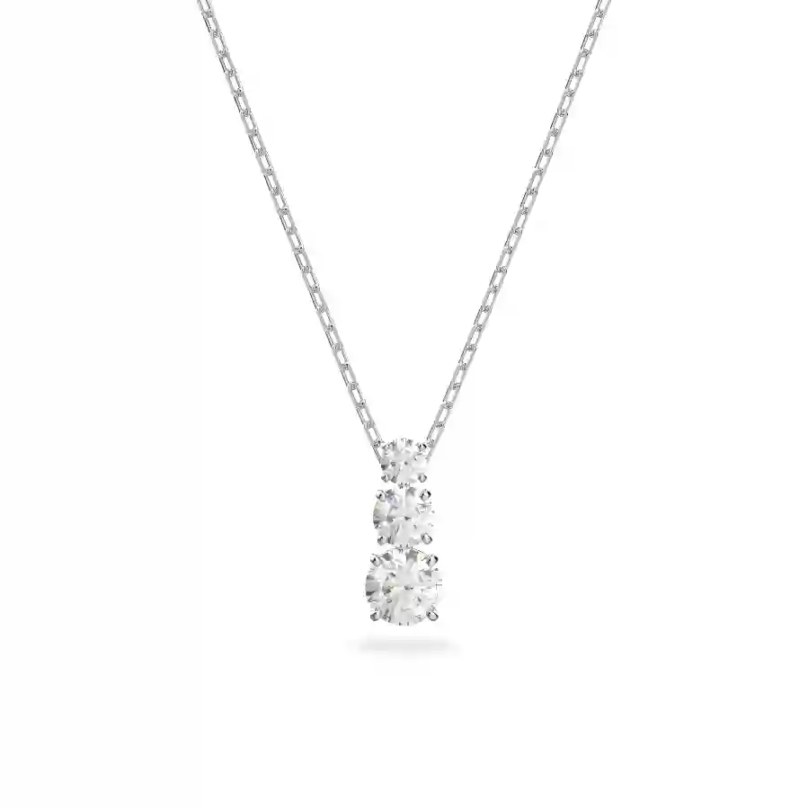 Resim Attract Trilogy Kolye, Yuvarlak kesim, Beyaz, Rodyum kaplama