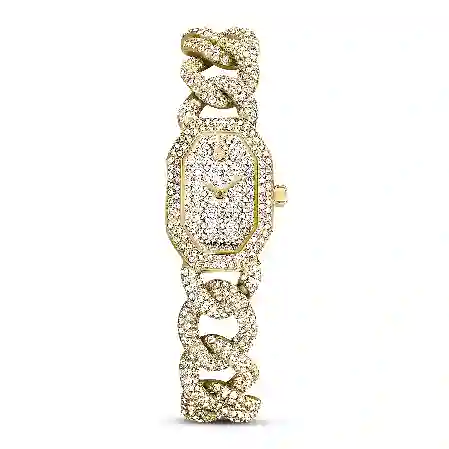 Resim Dextera Chain Saat, İsviçre Üretimi, Kristal bileklik, Altın Rengi, Altın rengi yüzey