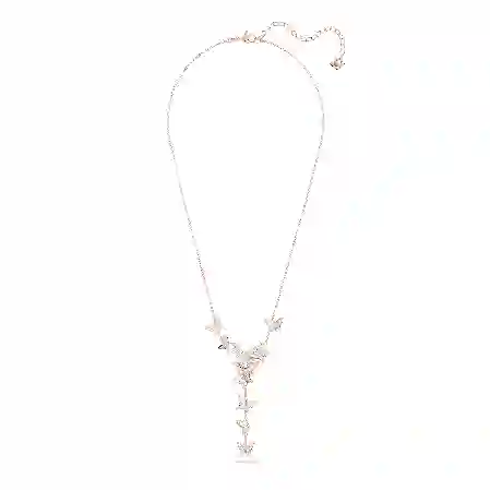 Resim Idyllia Lilia Y-Kolye, Kelebek, Beyaz, Pembe altın rengi kaplama