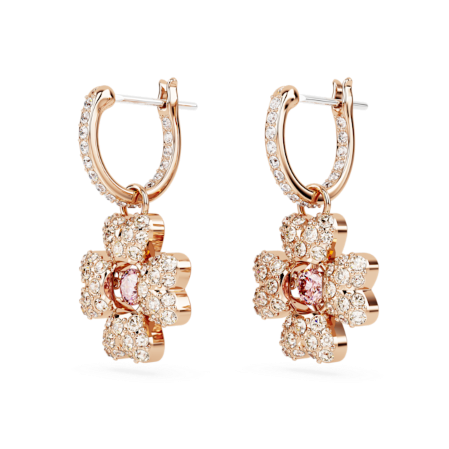 Resim Idyllia damla küpeler, Yonca, Beyaz, Pembe altın rengi kaplama