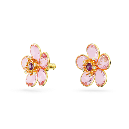 Resim Florere düğme Küpeler, Çiçek, Pembe, Altın rengi kaplama