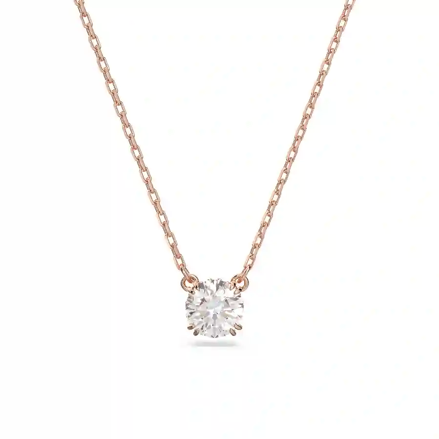 Resim Constella Kolye, Yuvarlak kesim, Beyaz, Pembe altın rengi kaplama