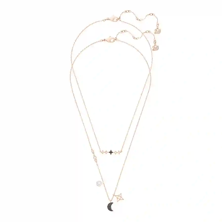 Resim Symbolica Kolye, Set (2), Ay ve yıldız, Siyah, Pembe altın rengi kaplama