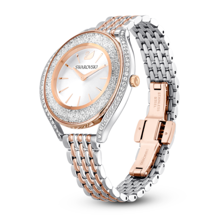 Resim Crystalline Aura Saat, İsviçre Üretimi, Metal bileklik, Rose Altın tonu, Karışık metal yüzey