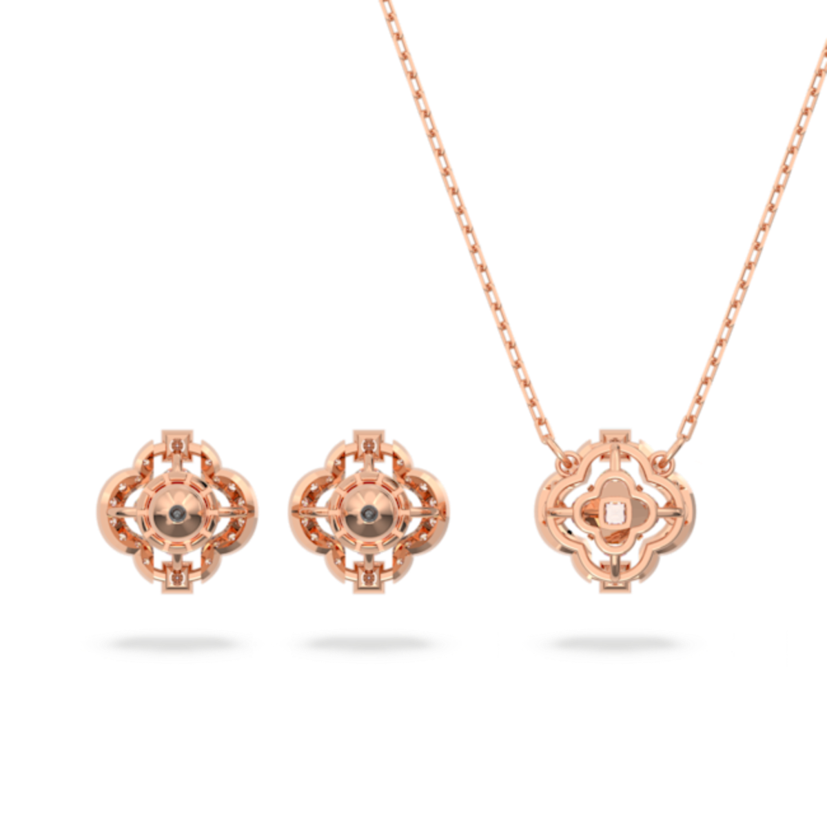 Resim Swarovski Sparkling Dance Set, Karışık kesimler, Yonca, Beyaz, Pembe altın rengi kaplama