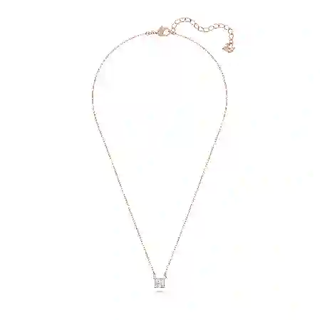 Resim Stilla Attract Kolye, Kare kesim, Beyaz, Pembe altın rengi kaplama