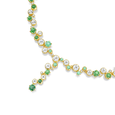 Resim Constella Y-Kolye, Karışık kesimler, Yeşil, Altın rengi kaplama