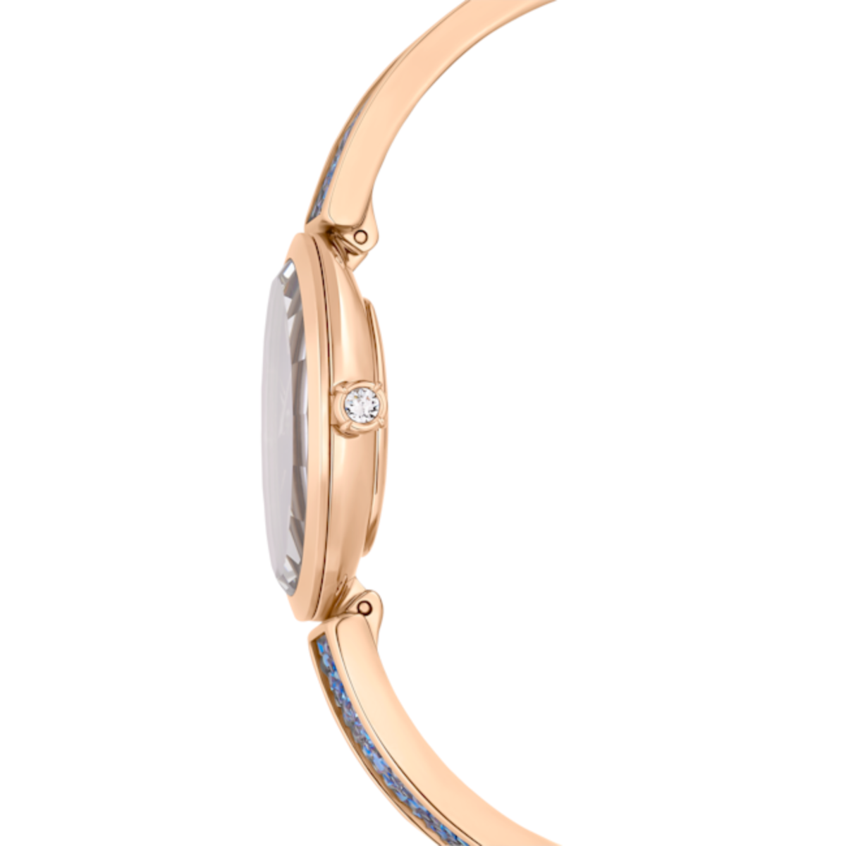 Resim Crystal Rock Oval Saat, İsviçre Üretimi, Kristal bileklik, Mavi, Pembe altın rengi yüzey