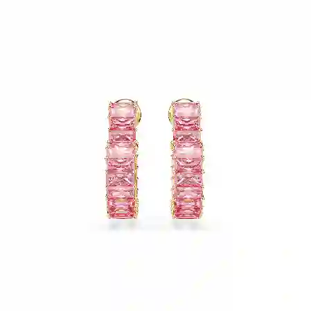 Resim Matrix halka küpeler, Baget kesim, Kalp, Küçük, Pembe, Altın rengi kaplama