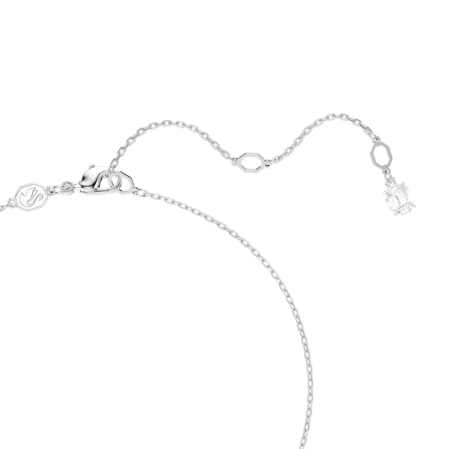 Resim Matrix Kolye, Kristal inci, Yuvarlak kesim, Beyaz, Rodyum kaplama