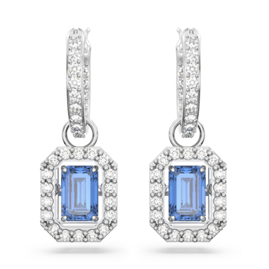 Resim Millenia damla küpeler, Sekizgen kesim, Mavi, Rodyum kaplama