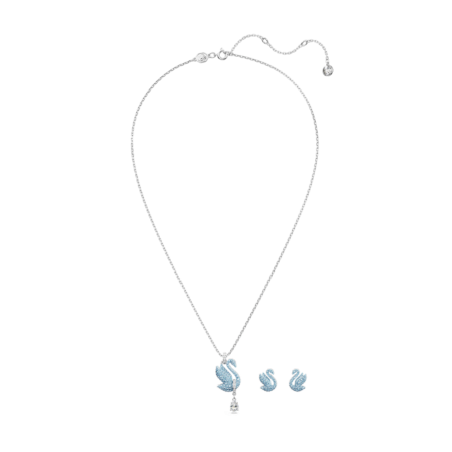 Resim Swan Set, Kuğu, Mavi, Rodyum kaplama