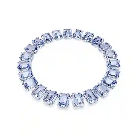 Resim Millenia Tennis kolye, Büyük kristaller, Sekizgen kesim, Mavi, Rodyum kaplama