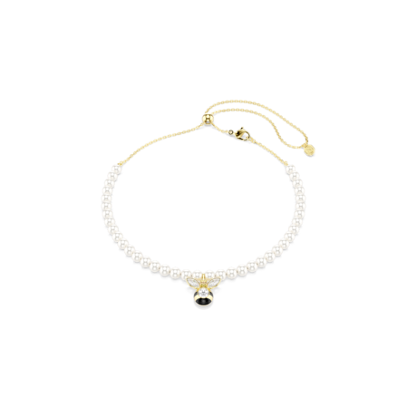 Resim Idyllia Gerdanlık, Kristal inci, Karışık kesimler, Arı, Beyaz, Altın rengi kaplama