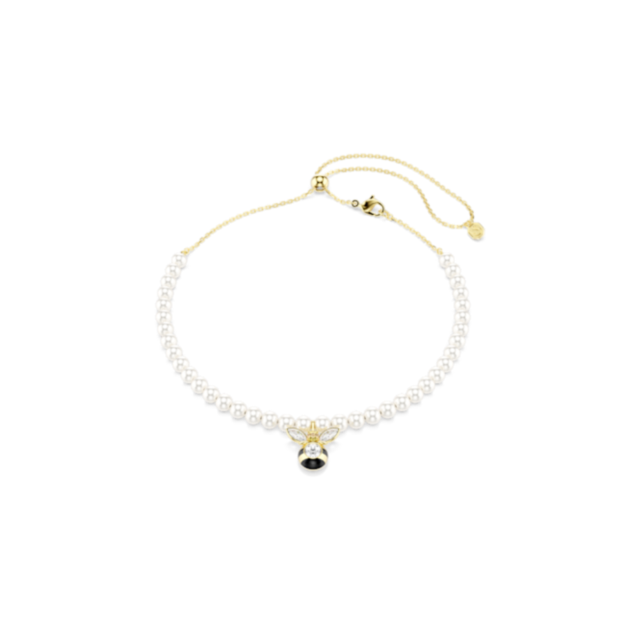 Resim Idyllia Gerdanlık, Kristal inci, Karışık kesimler, Arı, Beyaz, Altın rengi kaplama