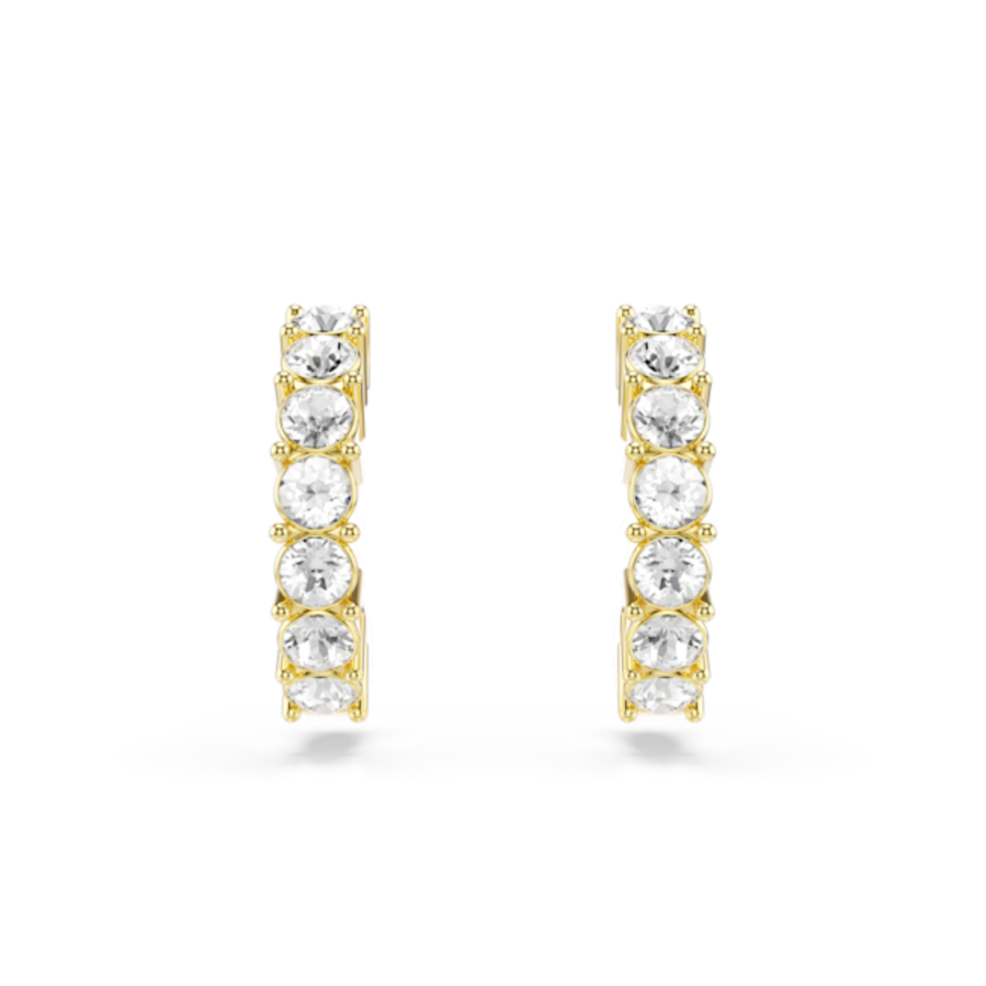 Resim Halka küpeler, Yuvarlak kesim, Beyaz, Altın rengi kaplama