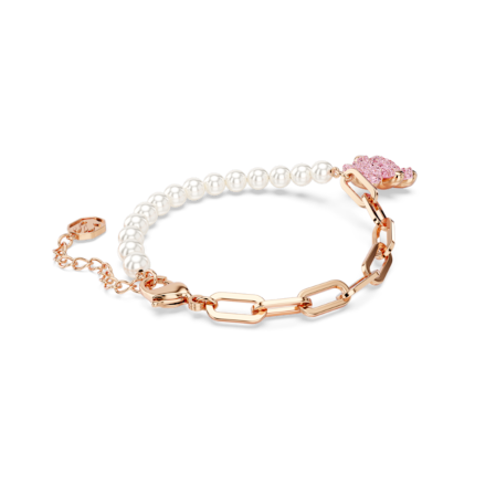 Resim Teddy Bileklik, Kristal inci, Ayıcık, Pembe, Pembe altın rengi kaplama