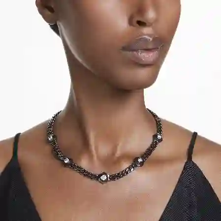 Resim Numina Kolye, Yuvarlak kesim, Beyaz, Rutenyum kaplama