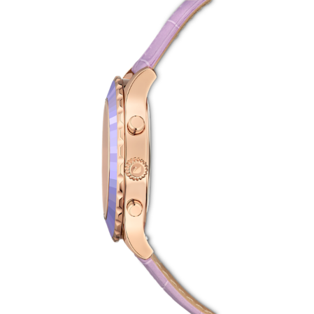 Resim Octea lux chrono Saat, İsviçre Üretimi, Deri kayış, Mor, Pembe altın rengi yüzey