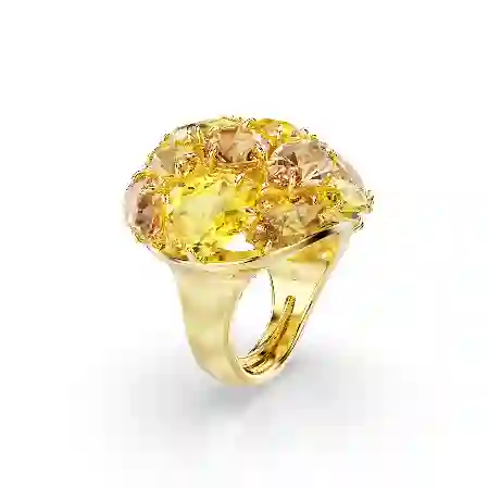 Resim Gema Kokteyl Yüzüğü, Karışık kesimler, Sarı, Altın rengi kaplama