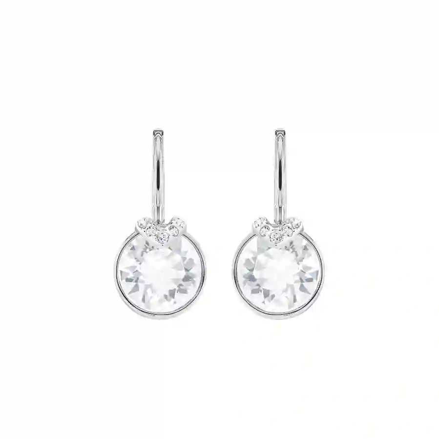 Resim Bella V damla küpeler, Yuvarlak kesim, Beyaz, Rodyum kaplama