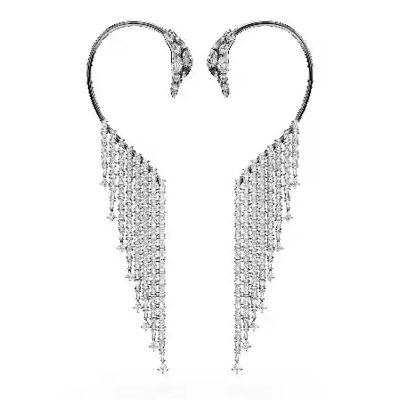 Resim The Vienna Collection kelepçe küpe, Kuğu, Beyaz, Rutenyum kaplama