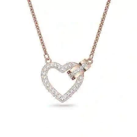 Resim Lovely Kolye, Kalp, Beyaz, Pembe altın rengi kaplama