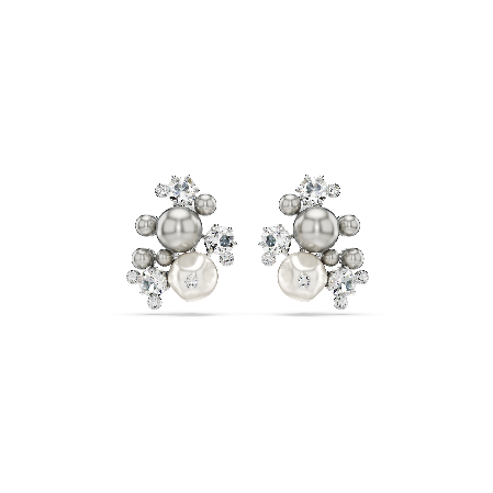 Resim Constella Küpeler, Kristal inci, Yuvarlak kesim, Beyaz, Rodyum kaplama