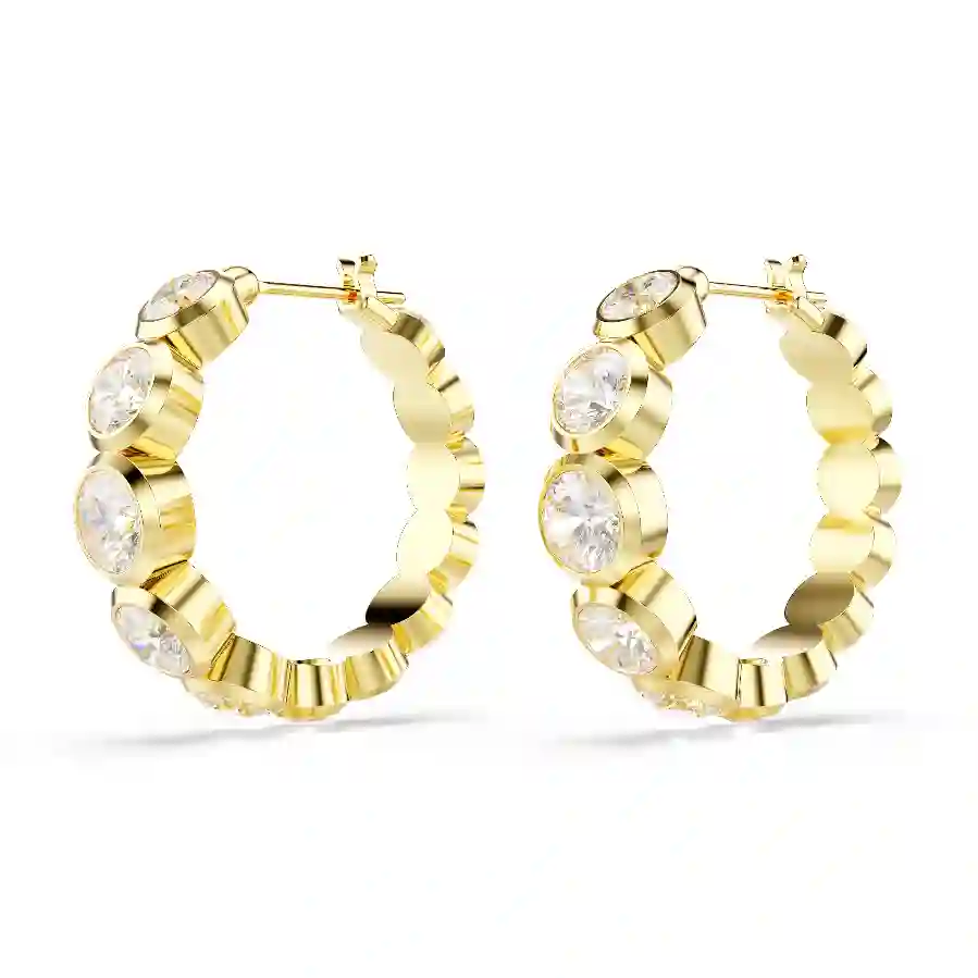 Resim Imber halka küpeler, Yuvarlak kesim, Beyaz, Altın rengi kaplama