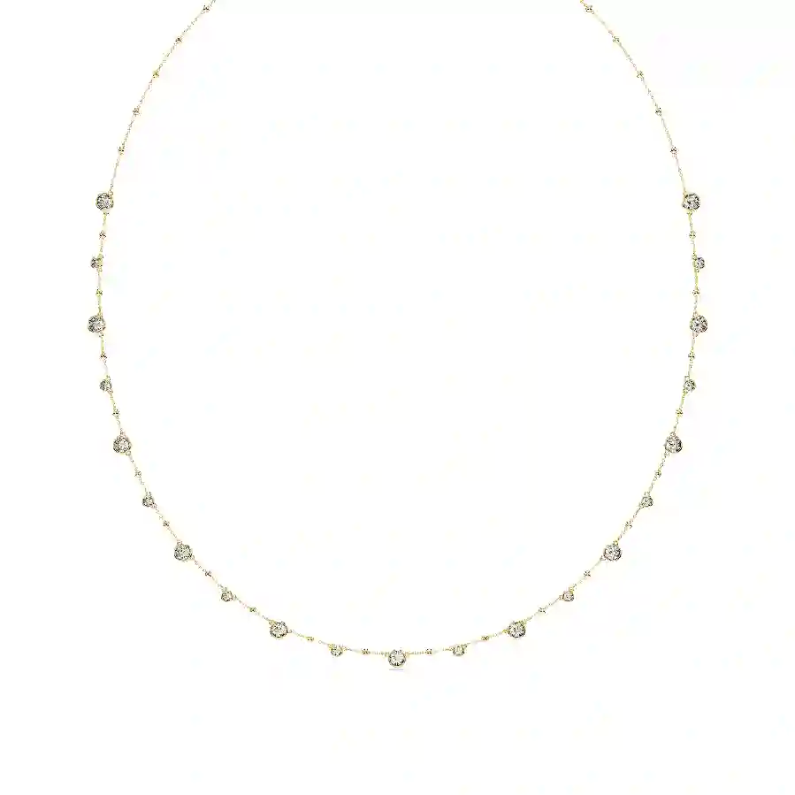 Resim Imber Dizi Kolye, Yuvarlak kesim, Beyaz, Altın rengi kaplama