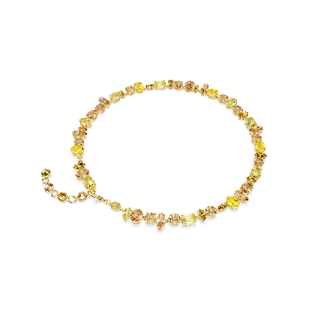 Resim Gema Tennis kolye, Karışık kesimler, Sarı, Altın rengi kaplama