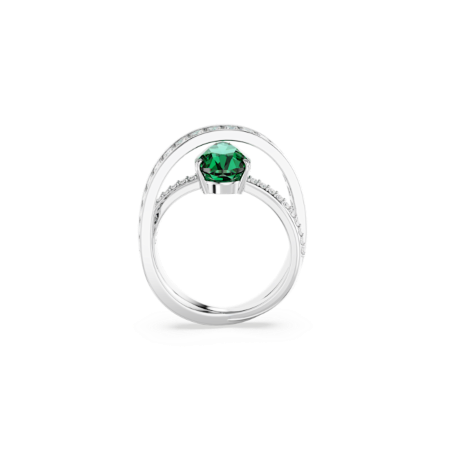 Resim Hyperbola Kokteyl Yüzüğü, Karışık kesimler, Çift şerit, Yeşil, Rodyum kaplama