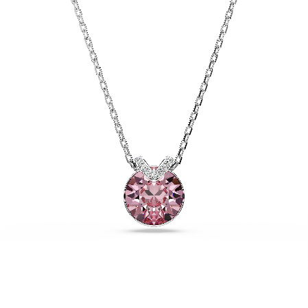 Resim Bella V Kolye, Yuvarlak kesim, Pembe, Rodyum kaplama