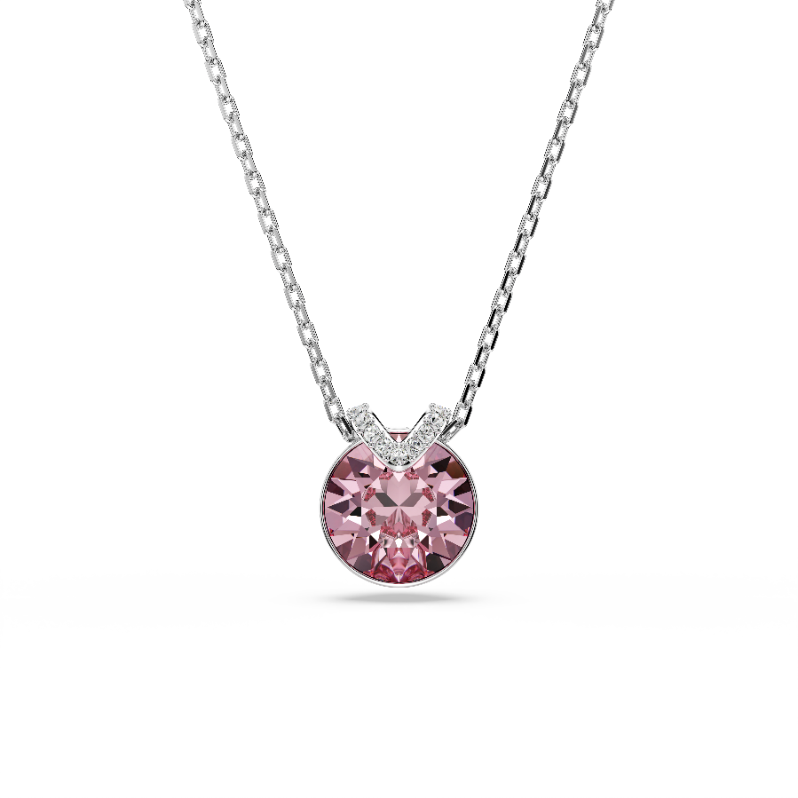 Resim Bella V Kolye, Yuvarlak kesim, Pembe, Rodyum kaplama