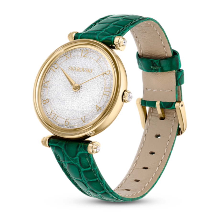 Resim Crystalline wonder Saat, İsviçre Üretimi, Deri kayış, Yeşil, Altın rengi yüzey
