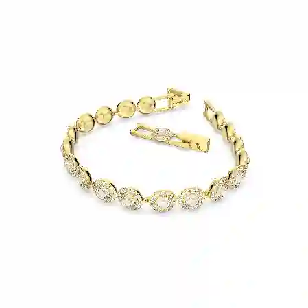 Resim Angelic Tennis bileklik, Yuvarlak kesim, Pavé, Orta, Beyaz, Altın rengi kaplama