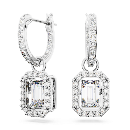 Resim Millenia damla küpeler, Sekizgen kesim, Beyaz, Rodyum kaplama