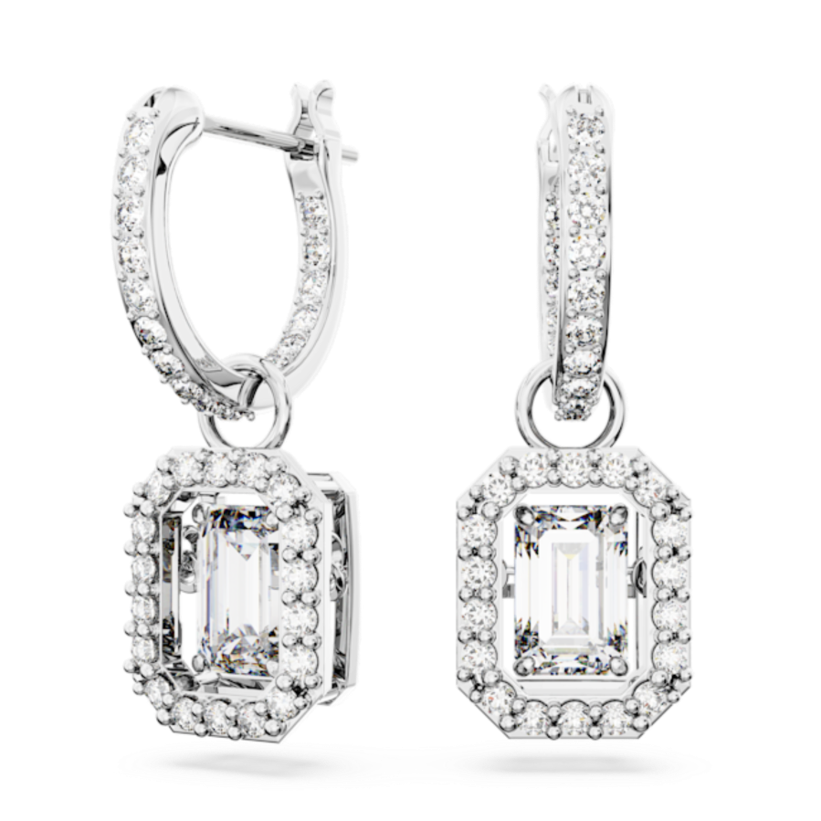 Resim Millenia damla küpeler, Sekizgen kesim, Beyaz, Rodyum kaplama