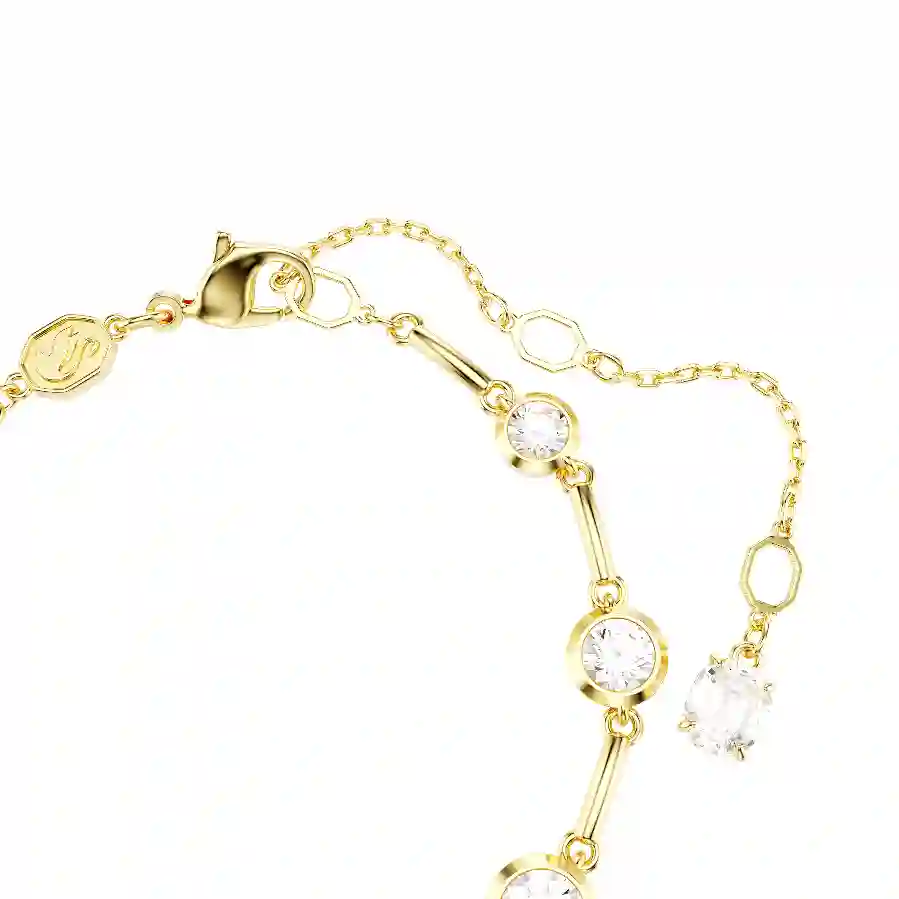 Resim Imber Tennis bileklik, Karışık yuvarlak kesimler, Beyaz, Altın rengi kaplama