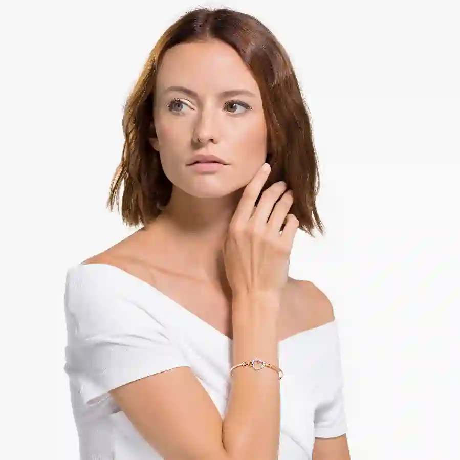 Resim Swarovski Infinity Bileklik, Sonsuzluk ve kalp, Beyaz, Karışık metal yüzey