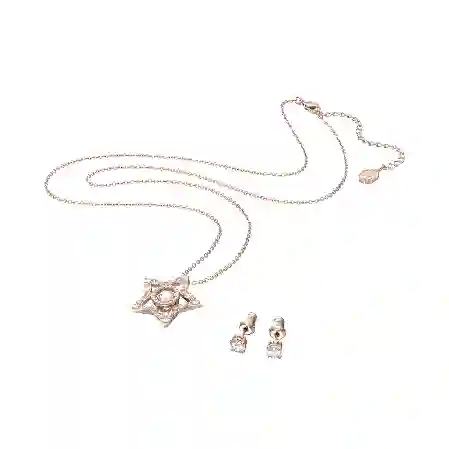 Resim Stella Set, Karışık kesimler, Yıldız, Beyaz, Pembe altın rengi kaplama