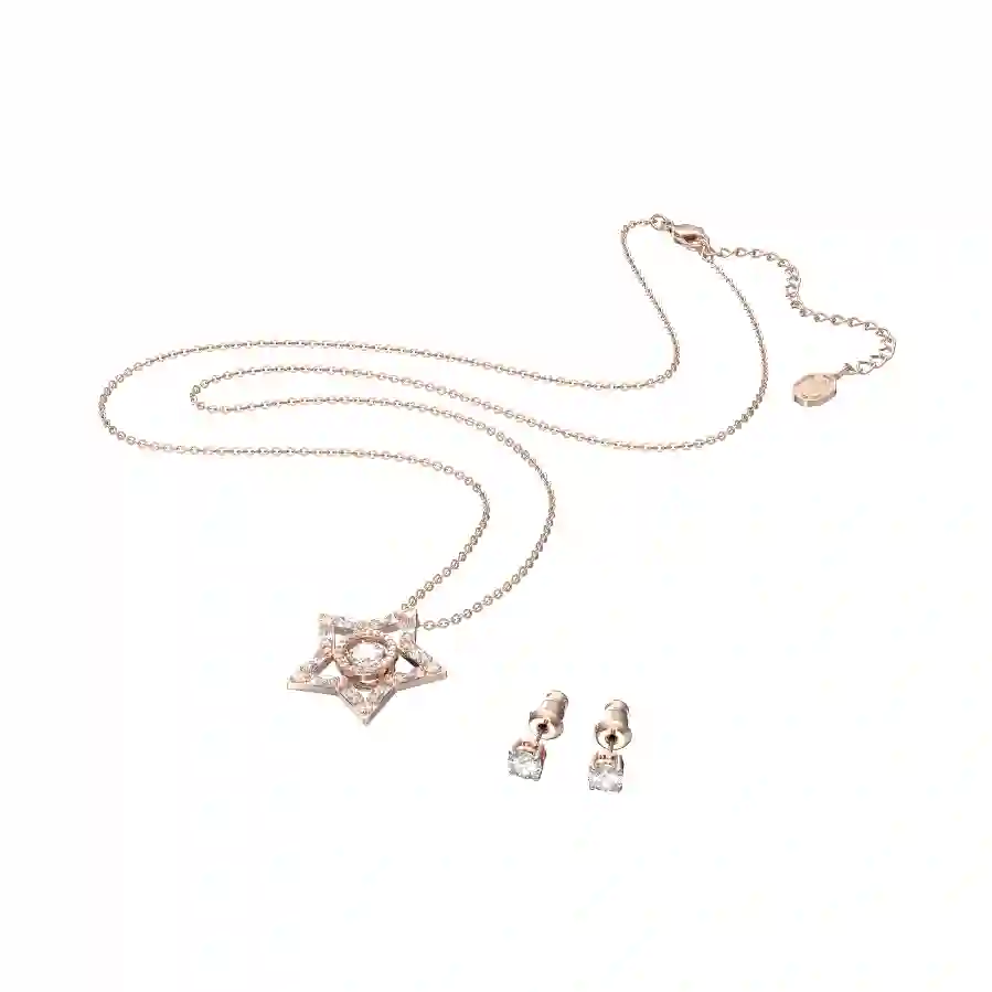 Resim Stella Set, Karışık kesimler, Yıldız, Beyaz, Pembe altın rengi kaplama