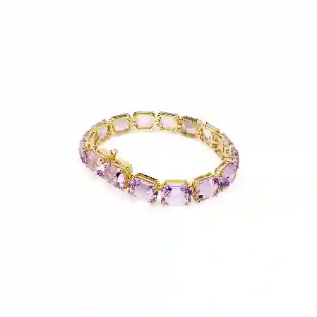 Resim Millenia Tennis bileklik, Sekizgen kesim, Mor, Altın rengi kaplama