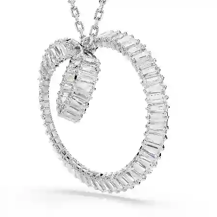 Resim Matrix Kolye, Baget kesim, Beyaz, Rodyum kaplama