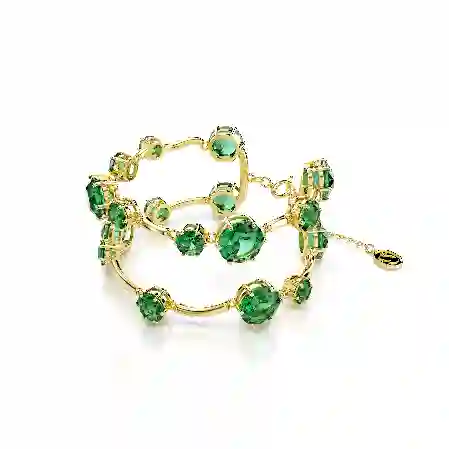 Resim Constella Bileklik, Karışık yuvarlak kesimler, Yeşil, Altın rengi kaplama